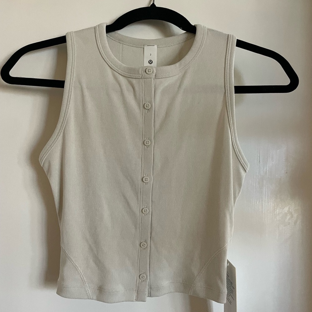 Lululemon Soft Ribbed Button Front Tank - Cream